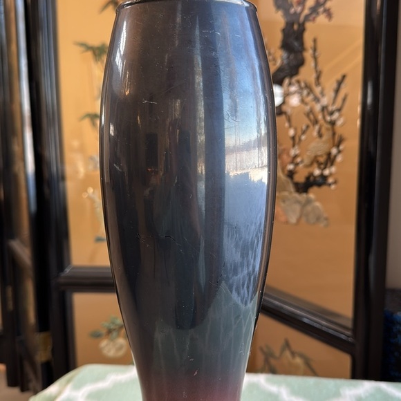 Vintage Turkish Monna glass Black and copper red umber Gradient Vase - Picture 4 of 8